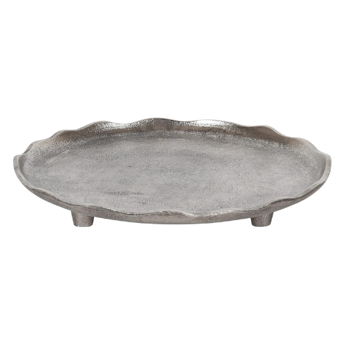 pewter silver footed oval tray