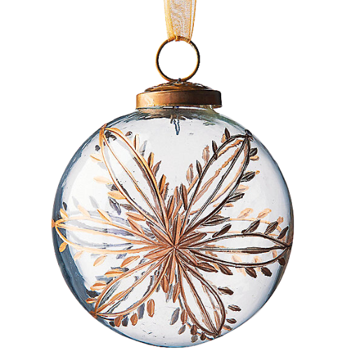 Frontgate Gold Etched Glass Accent Ornaments, Set Of Six