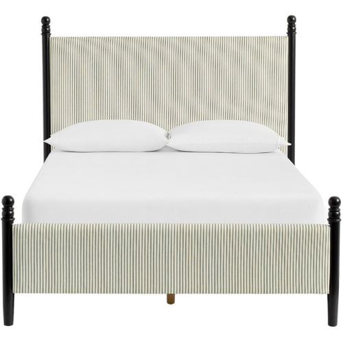 CLJ + Pottery Barn Main Chris Loves Julia Modern Traditional Bed Striped Upholstered