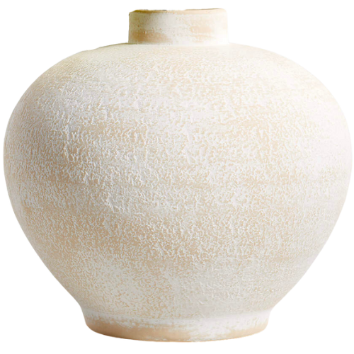 Crate & Barrel ophelia matte natural round vase 10"