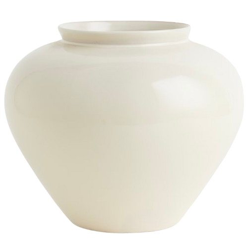 H&M white round terracotta vase