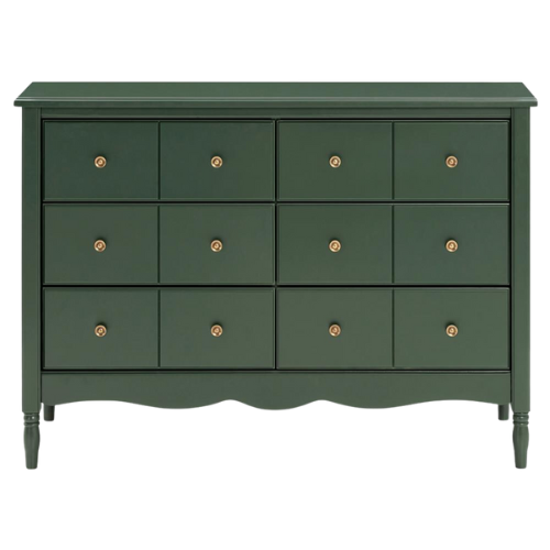 Kathy Kuo Home Namesake Liberty Modern Forest Green Pine Wood 6 Drawer Dresser