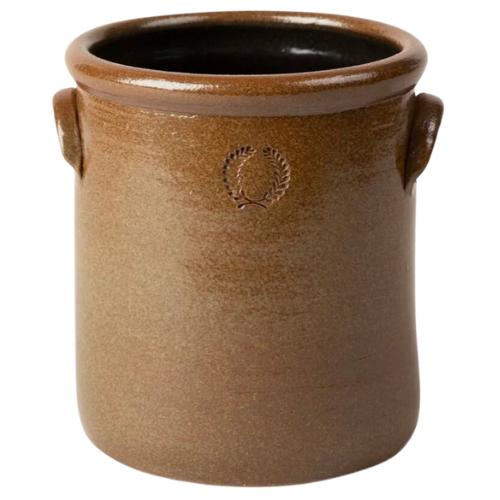 Afloral Farmhouse Pottery Agrarian Stoneware Crock in Brown Glaze - Half Gallon - 6.5"