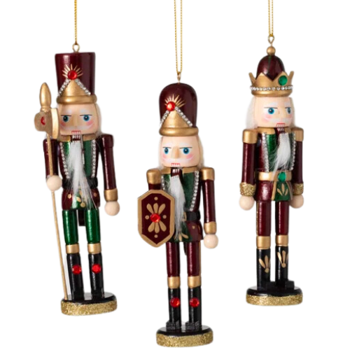 Wayfair 6" Christmas Green Nutcracker Ornament Trio Set of 3, Red-Green