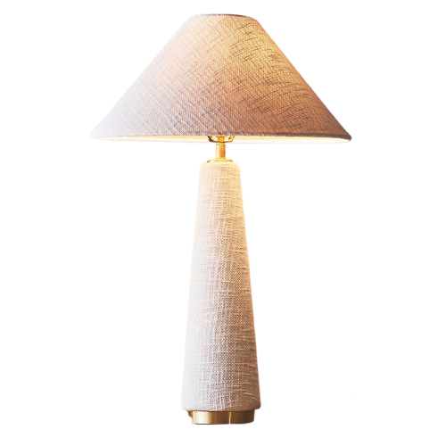 Woven tapered table lamp ivory