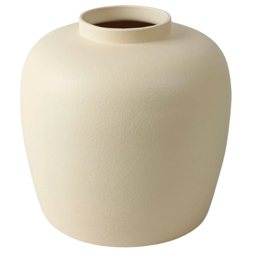 Afloral Large Glazed Stoneware Vase in Vanilla - 10.5"