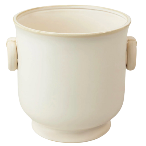 Afloral Glossy Large Cream Ceramic Cache Pot - 9.25"