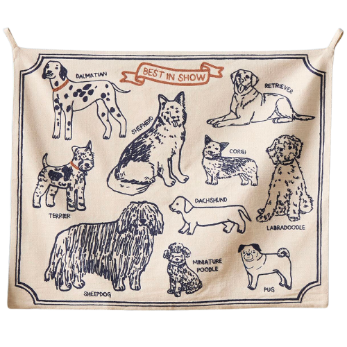 CLJ + Pottery Barn Kids Chris Loves Julia Embroidered Dogs Linen Tapestry