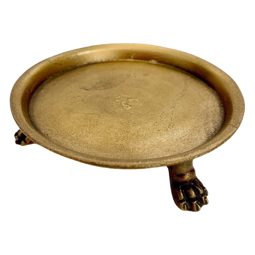 brass footed candle pedestal tray