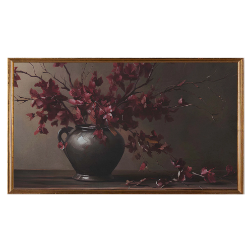 Burgundy Branches Painting Samsung Frame TV Art