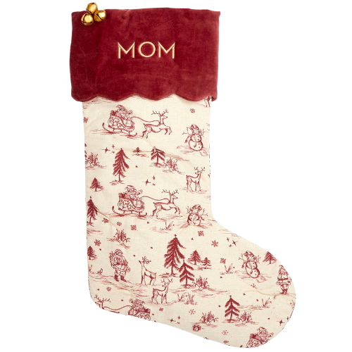 CLJ + Pottery Barn Kids Holiday Red Toile Chris Loves Julia Stocking Embroidered