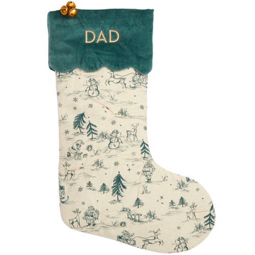 CLJ + Pottery Barn Kids Holiday Green Toile Chris Loves Julia Stocking Embroidered