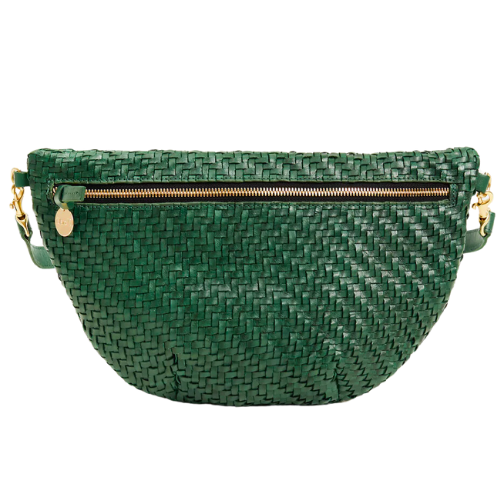 Clare V green woven grande fanny