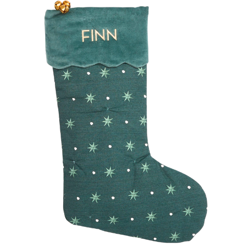 CLJ + Pottery Barn Kids Holiday Green Stars Chris Loves Julia Stocking Embroidered