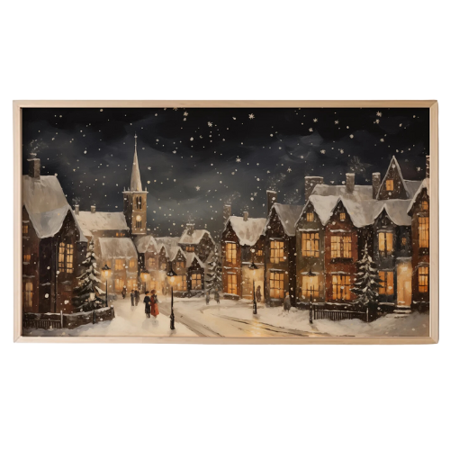 Christmas Village at night Frame TV Art