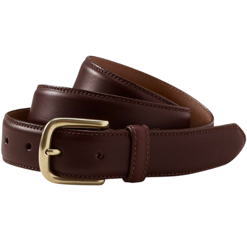 LL Bean Brown Leather Gold Buckle Men's Chino Belt