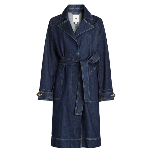 Free Assembly Denim Belted Trench Coat