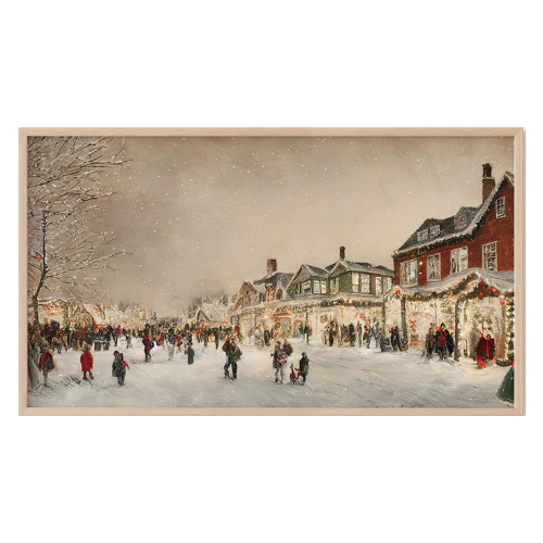 Christmas Village Frame TV Art Winter Scene