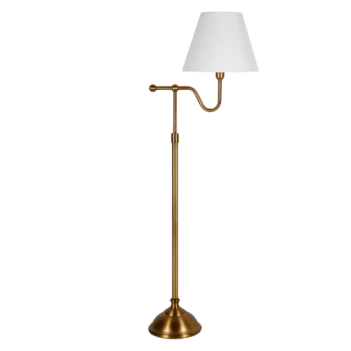 gold brass cantilevered arm floor lamp