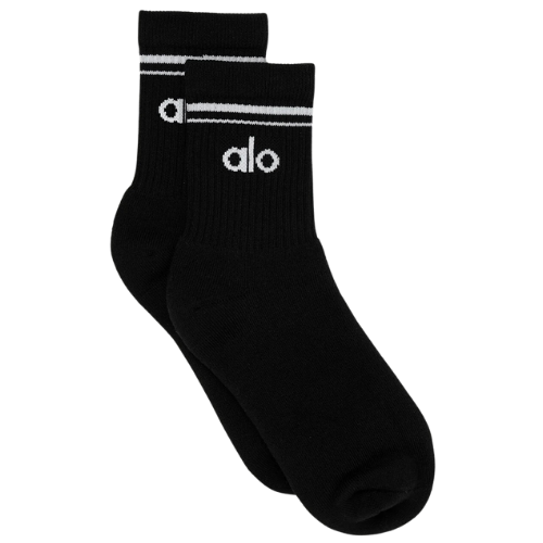 Alo Yoga Unisex Half-Crew Throwback Sock - Black/White