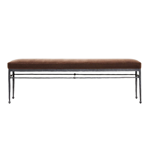 Rodin Brown Velvet Bench by Athena Calderone Crate & Barrel