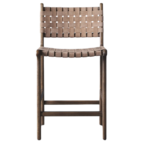 Arhaus Henry Stool Leather Woven