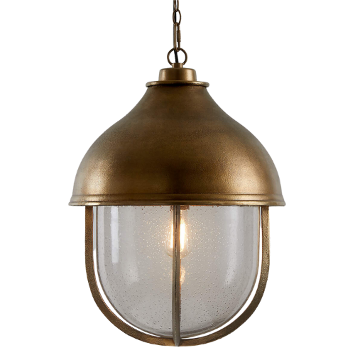 brass bronze lantern cage pendant mudroom seeded glass