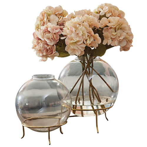 Ballard Designs, Inc. Eleanor Round Clear Glass Globe Vase with Brass Stand