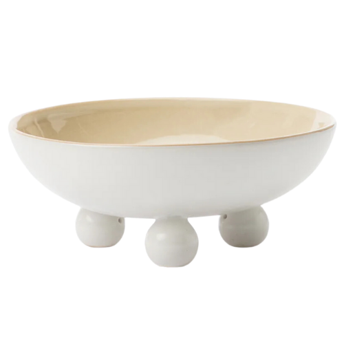 footed white and cream bowl modern