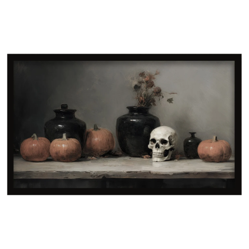 Halloween Frame TV Art, Vintage Skull Still Life