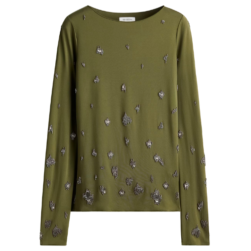 H&M Green BEAD-EMBELLISHED TOP