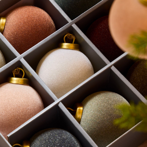 West Elm Flocked Ball Ornaments (Set of 9)