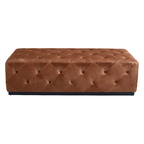 CB2 Saddle Leather Tufted Ottoman