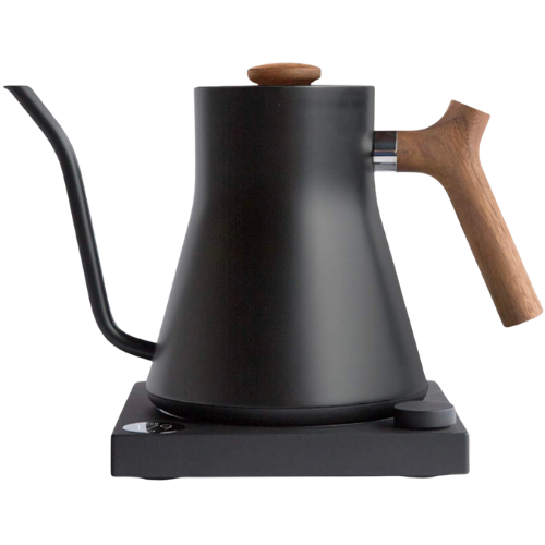 Amazon Fellow Stagg EKG Electric Gooseneck Kettle - Pour-Over Coffee and Tea Kettle - Stainless Steel Water Boiler - Quick Heating for Boiling Water - Matte Black With Walnut Handle