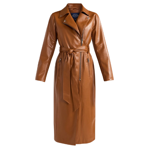 Scoop Faux Leather Moto Trench Coat