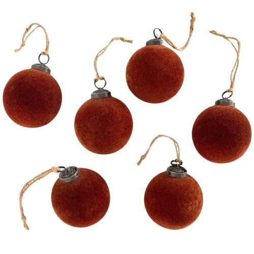 Pottery Barn Small Felt Ornament Box Set of 6 Red Orange