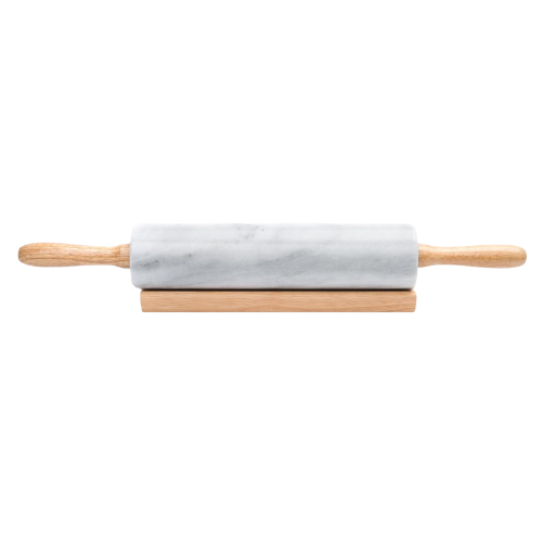 Fox Run Polished Marble Rolling Pin with Wooden Stand