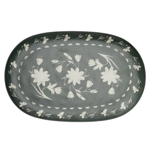 McGee & Co. (US) Fontaine Melamine Platter Blue Grey Floral