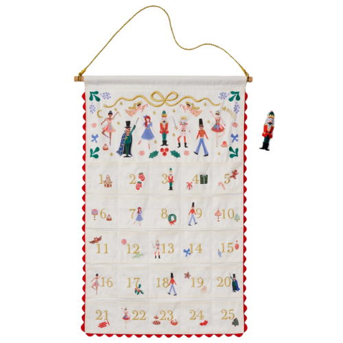 Rifle Paper Co Embroidered Hanging Advent Calendar - Nutcracker