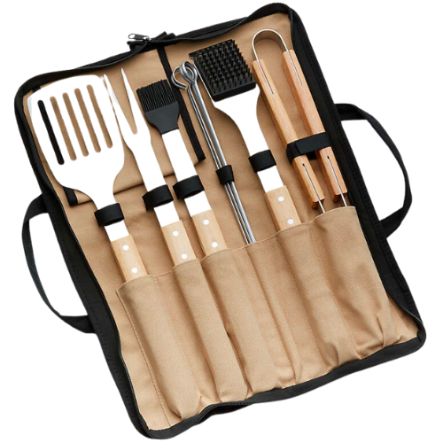 Crate & Barrel Wood-Handled 9-Piece Barbecue Tool Set