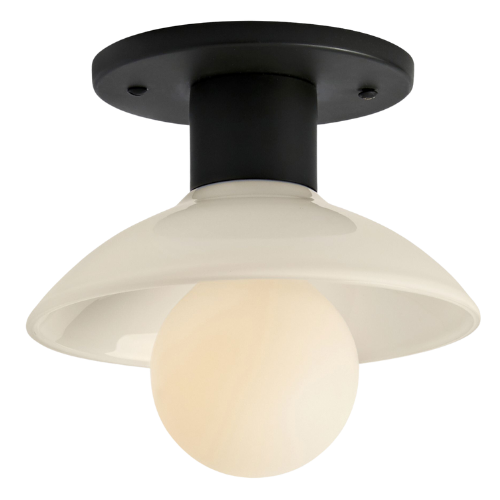 modern flush mount light black white shade