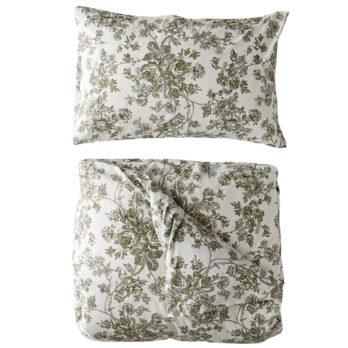 Urban Outfitters Green Toile Duvet Set