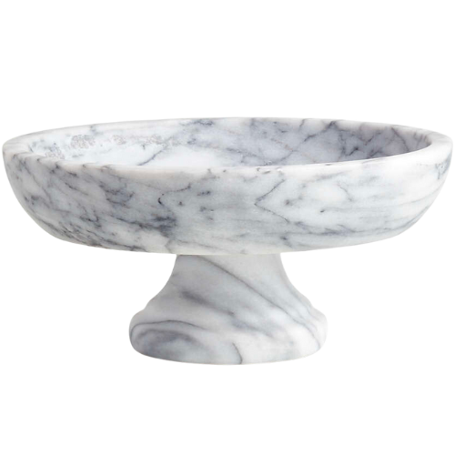 Crate & Barrel French Kitchen Marble Fruit Bowl Pedestal