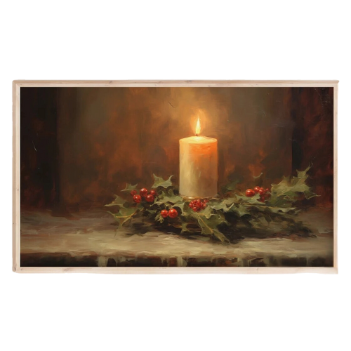 Candle Wreath Still Life Frame TV Art