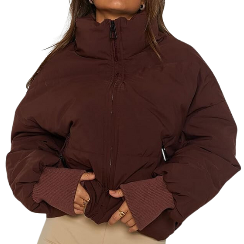 Burgundy Amazon puffer coat jacket