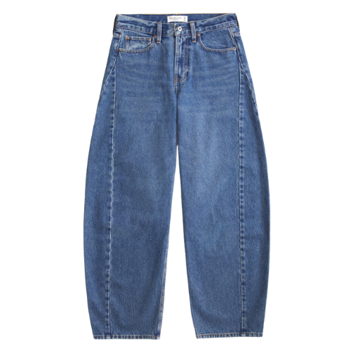 Abercrombie medium mid rise barrel jean