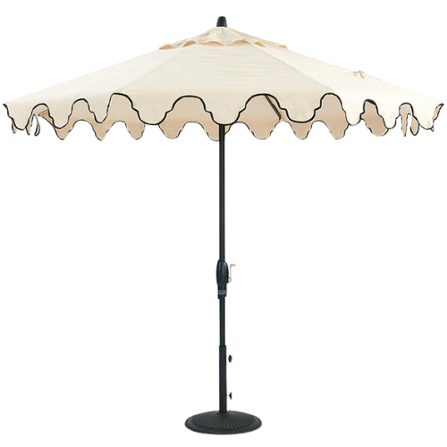 Black and White Mughal Arch Umbrella with Sunbrella Canopy & Auto Tilt