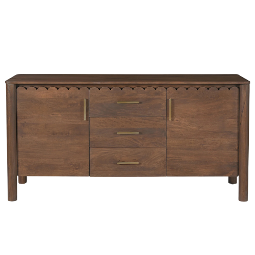 Lulu and Georgia Samantha 3-Drawer Sideboard Scalloped Credenza Buffet Cabinet