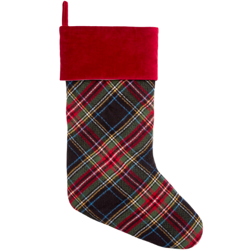 Pottery Barn Red Blue Classic Plaid Stockings