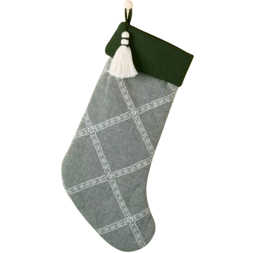 Target Lattice Woven Christmas Stocking Tonal Green - Hearth & Hand™ with Magnolia